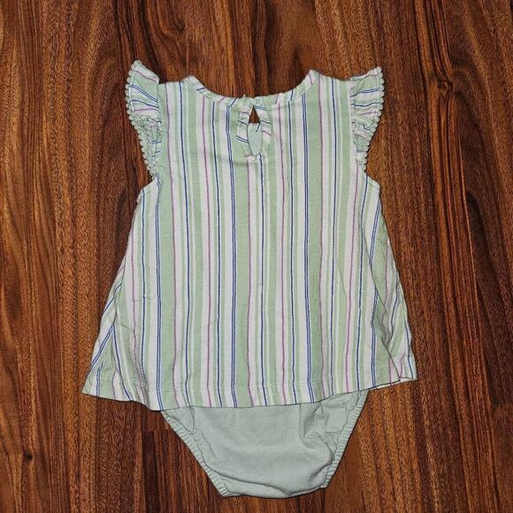 5 For $25 Carter's Pastel Striped Dress With Flutter Sleeves Baby Size 9 M - Picture 4 of 5